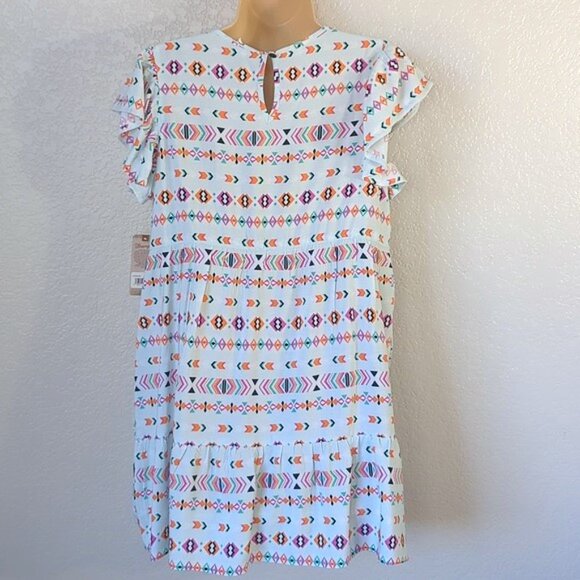 Wrangler Girl's XXL Tiered Dress Ruffle Sleeves Southwestern Print - Picture 5 of 7